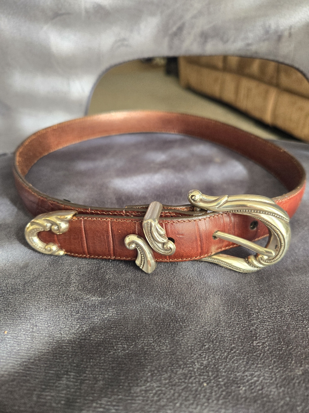 Brighton Brown Classic Belt for Women Size S with Silver Buckle